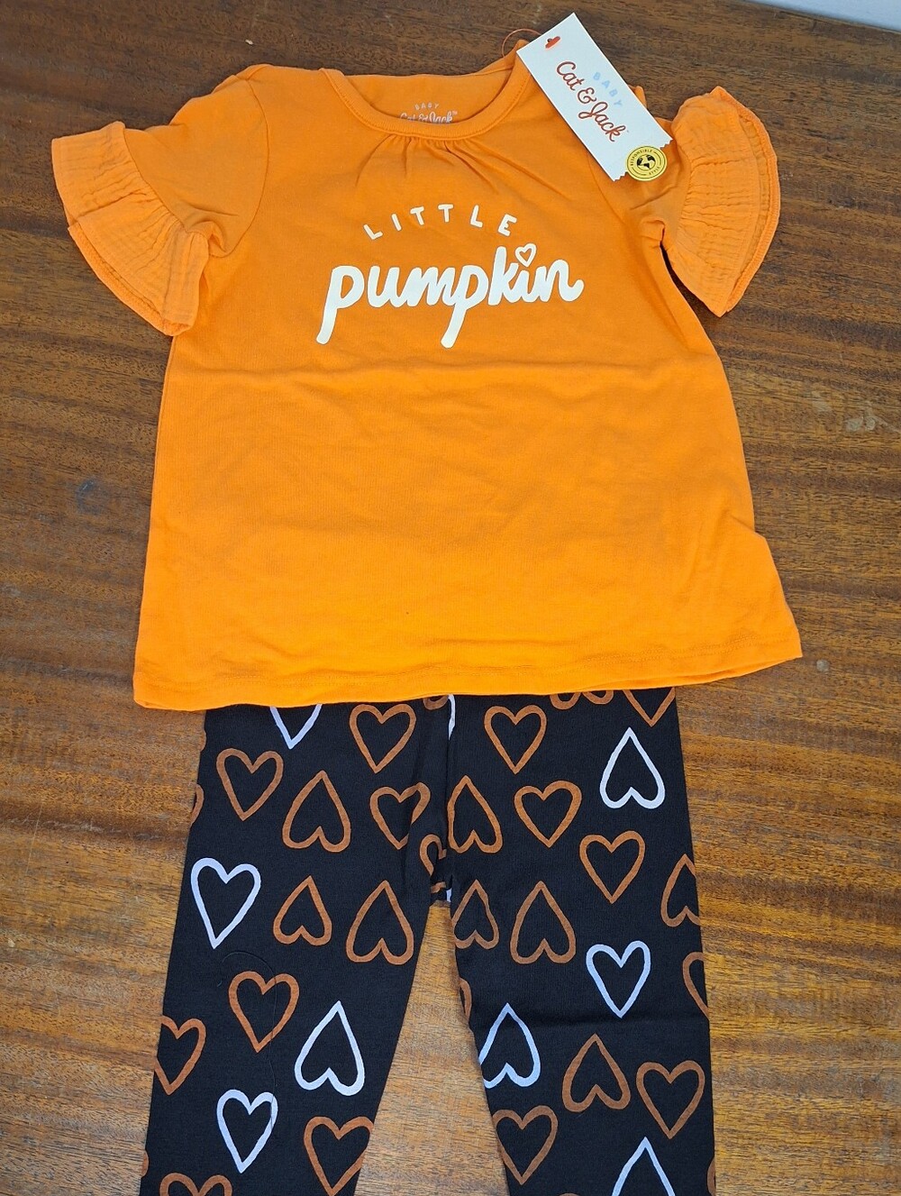 NWT Cat & Jack "Little Pumpkin" Top and Leggings Outfit Set Girls 2pc Set